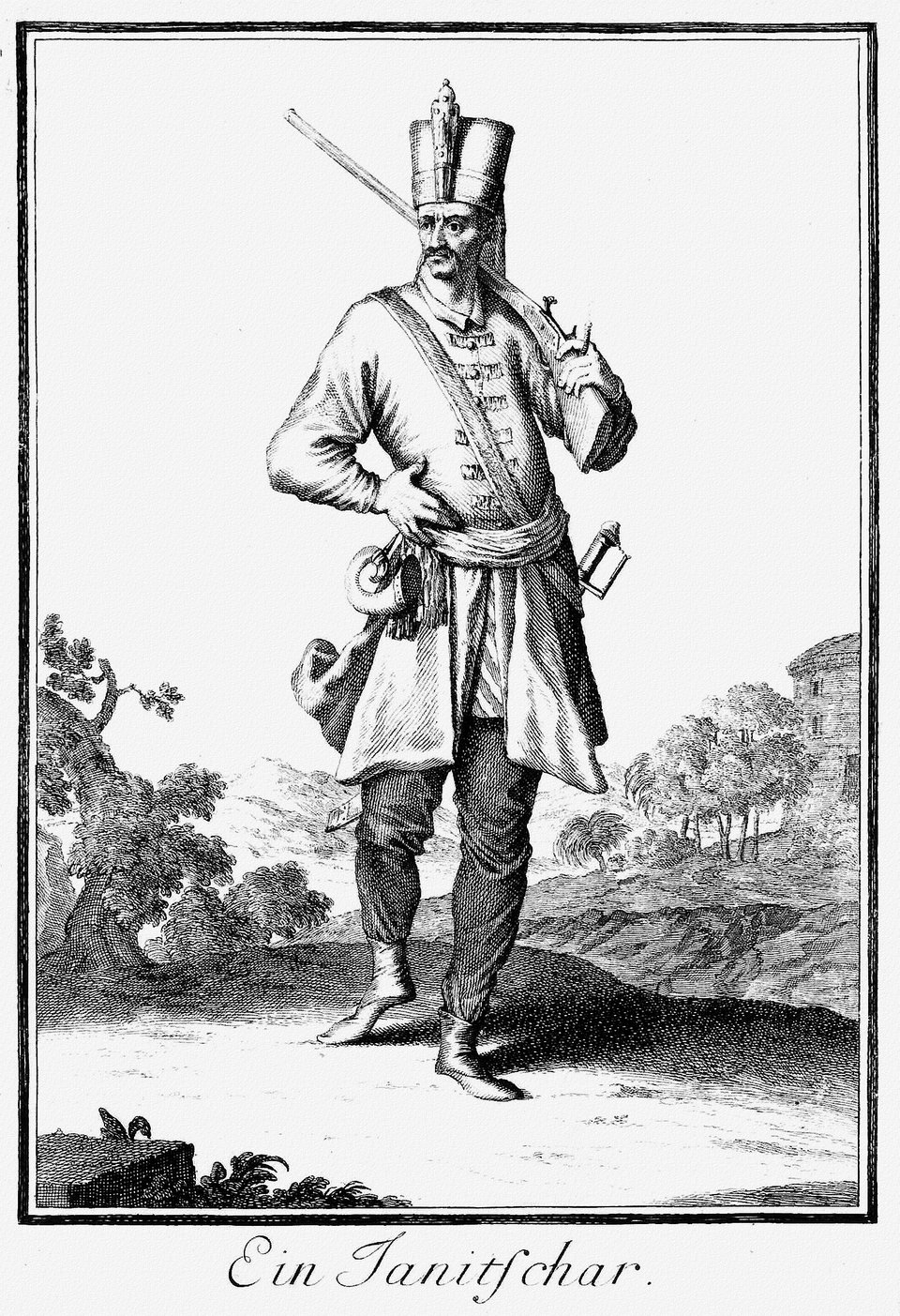 Grafika przedstawiająca janczara Grafika przedstawiająca janczara Źródło: Caspar Luyken, Christoph Weigel the Elder, 1703, domena publiczna.