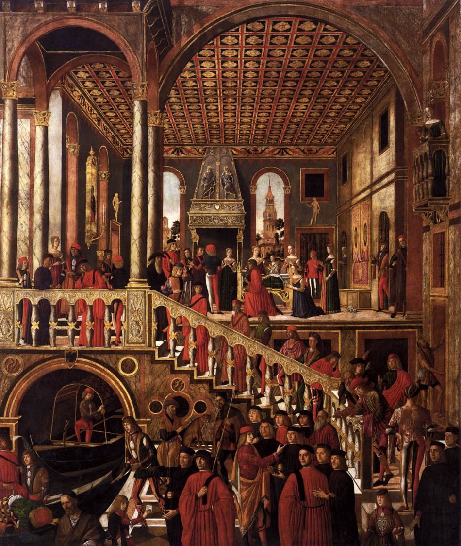 Cudowne uzdrowienie córki Benwenuto San Polo Źródło: Giovanni di Niccolò Mansueti, Cudowne uzdrowienie córki Benwenuto San Polo, ok. 1505, tempera na płótnie, Gallerie dell'Accademia w Wenecji, domena publiczna.