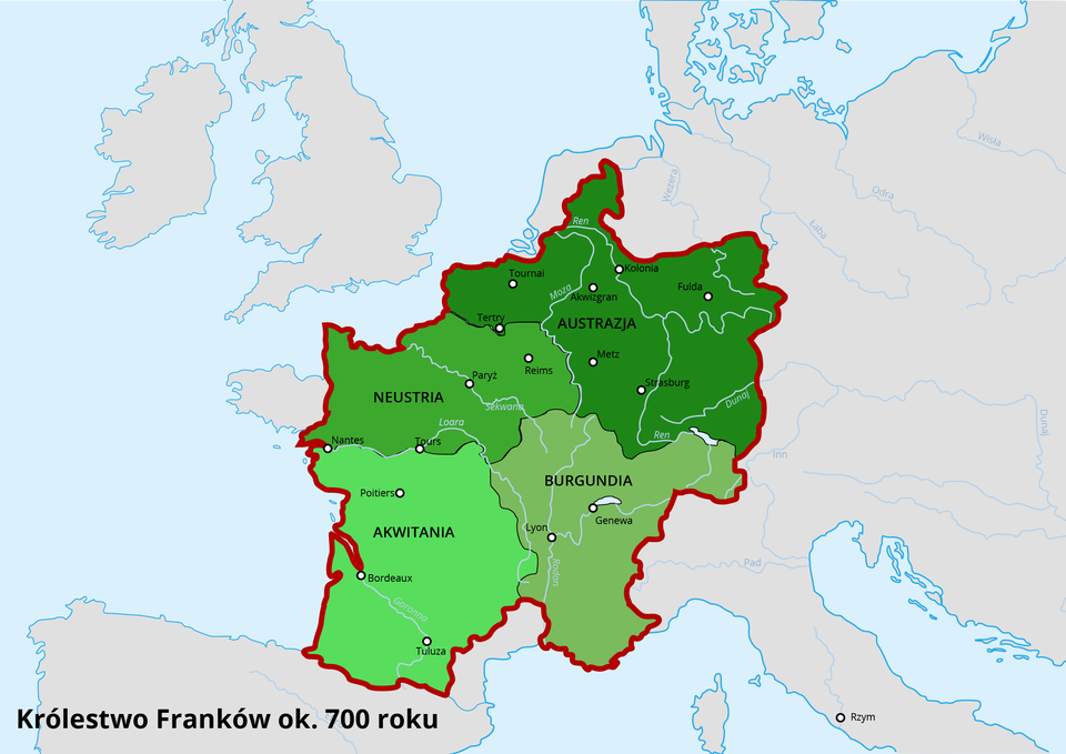 mapa Królestwo Franków