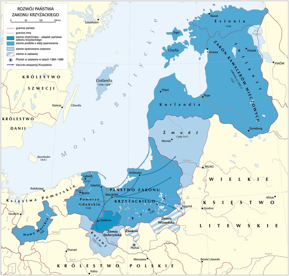 mapa rozwój państwa krzyżackiego