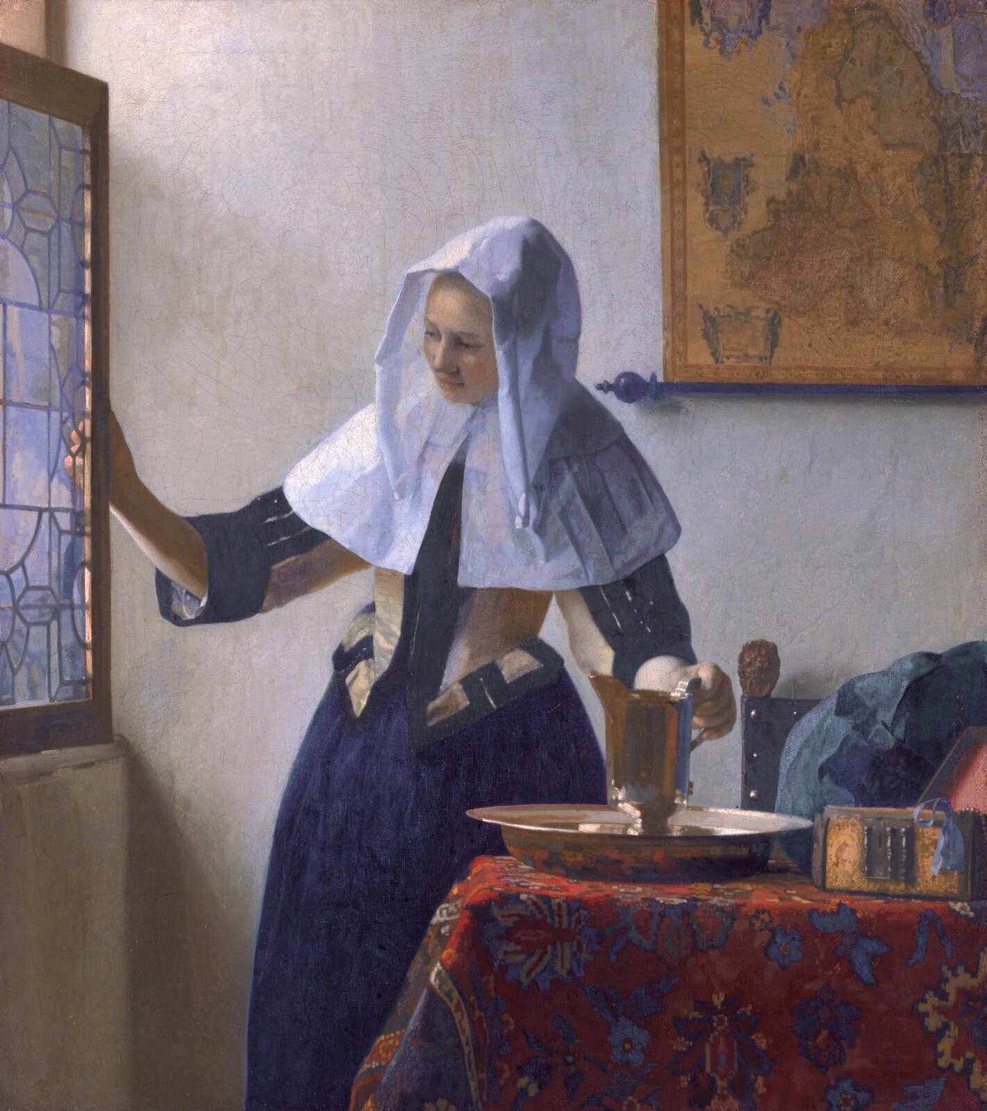 Młoda kobieta z dzbanem wody Źródło: Johannes Vermeer, Młoda kobieta z dzbanem wody, 1662-1665, olej na płótnie, Metropolitan Museum of Art, domena publiczna.