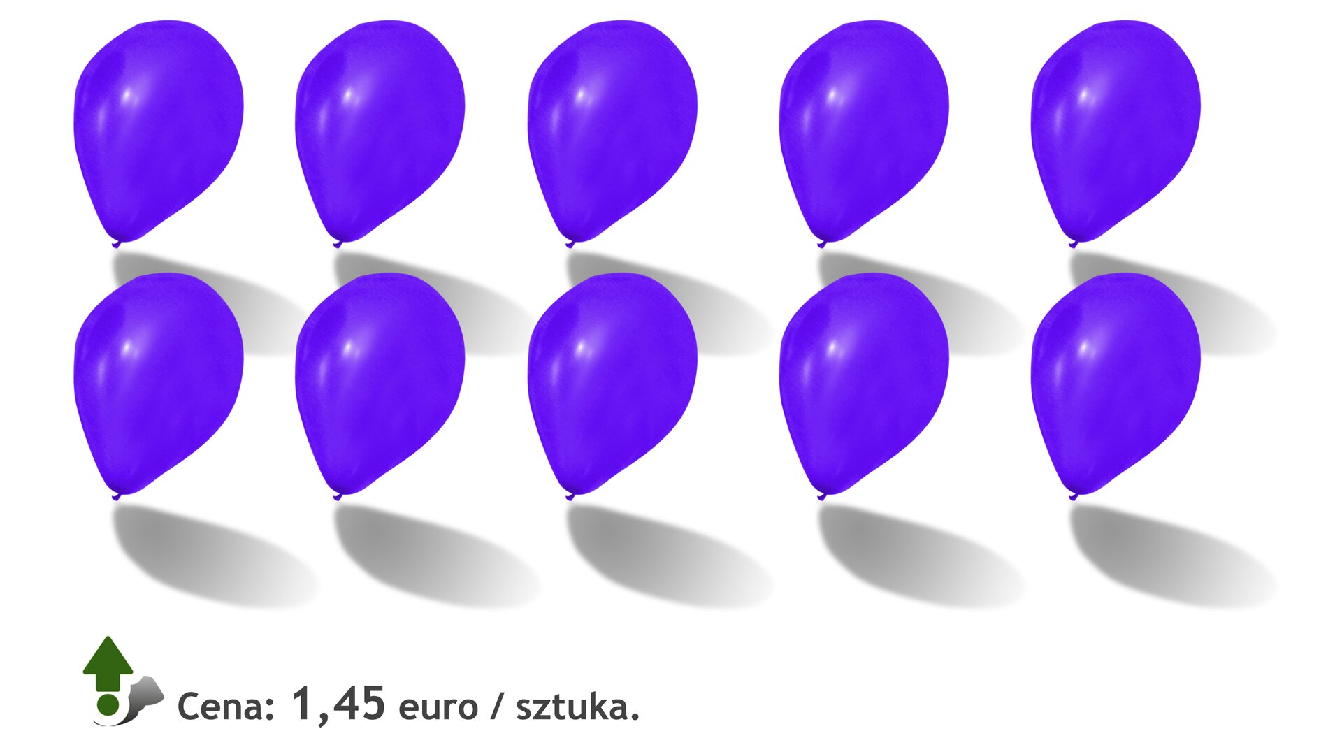 Rysunek dziesięciu balonów. Cena:1,45 euro za sztukę.