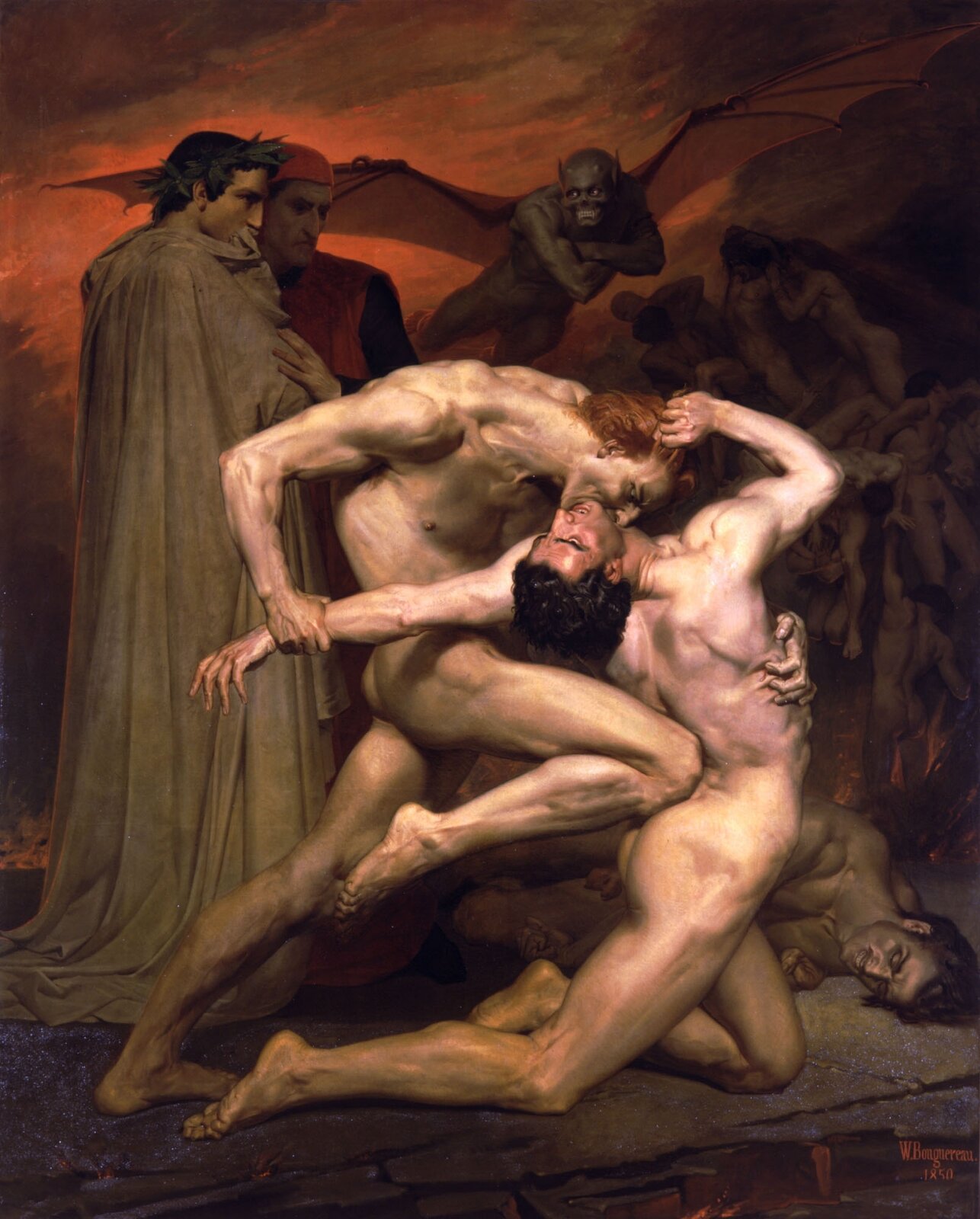 Dante i Wergiliusz w piekle Źródło: William-Adolphe Bouguereau, Dante i Wergiliusz w piekle, 1850, Musée d'Orsay, Paryż, domena publiczna.