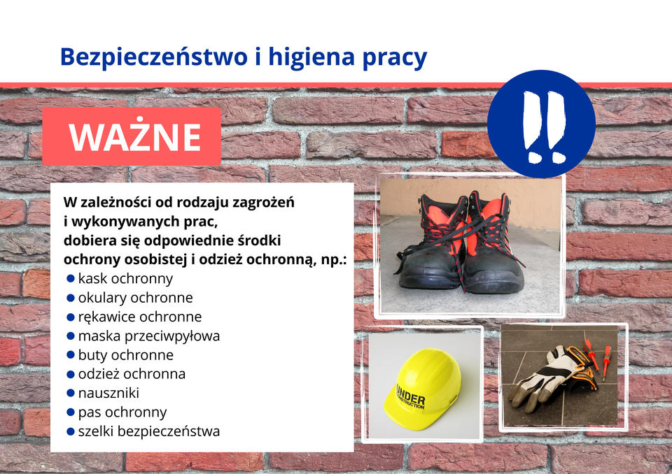 Ilustracja opicuje bezpieczeństwo i higienę pracy.