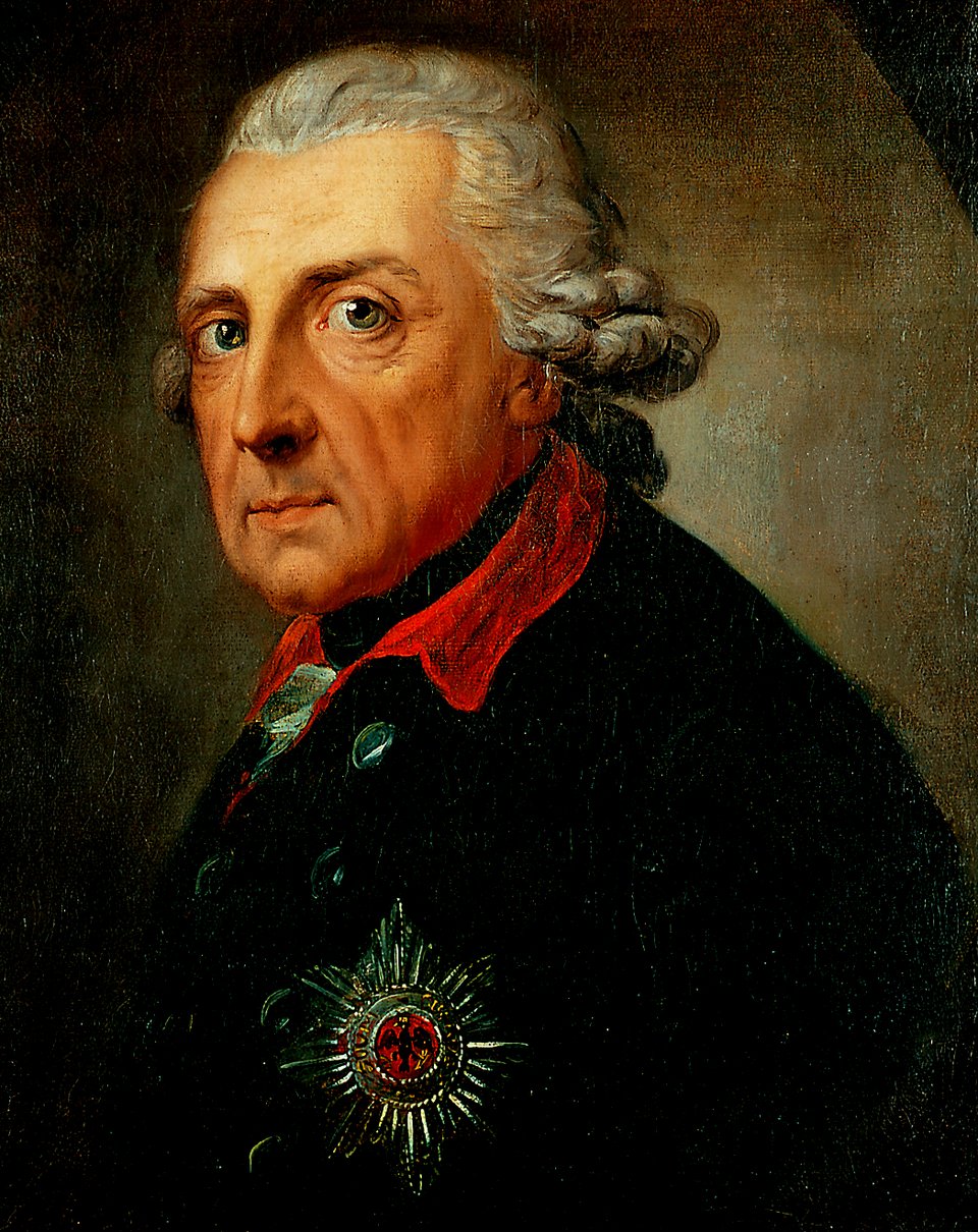 Fryderyk II Źródło: Anton Graff, Fryderyk II, 1781, olej na płótnie, Charlottenburg Palace, domena publiczna.