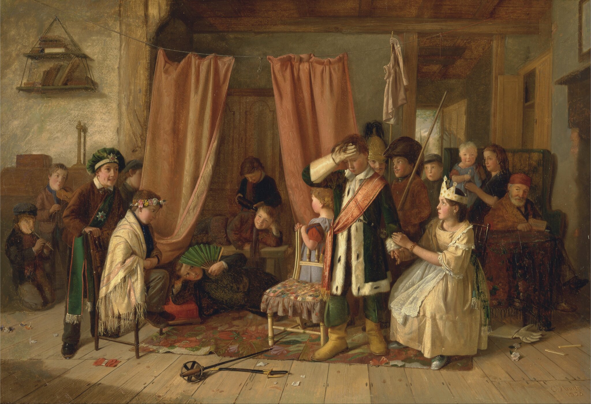 Dzieci grające scenę z „Hamleta” Źródło: Charles Hunt, Dzieci grające scenę z „Hamleta”, 1863, olej na płótnie, Yale Center for British Art , domena publiczna.