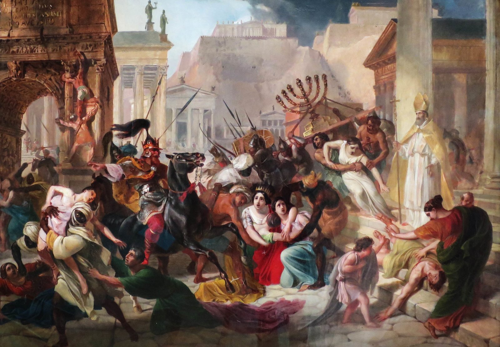 Genzeryk zdobywa Rzym w 455 roku Źródło: Karl Briullov, Genzeryk zdobywa Rzym w 455 roku, domena publiczna.
