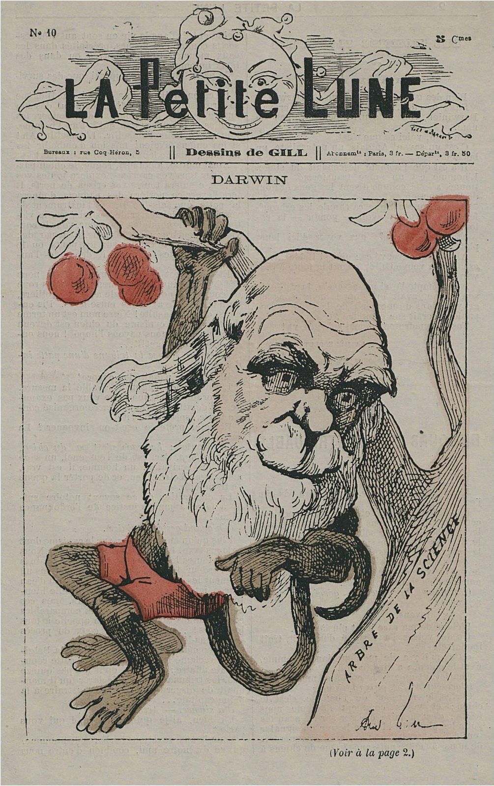 Karykatura Karola Darwina Źródło: André Gill, Karykatura Karola Darwina, 1878, domena publiczna.