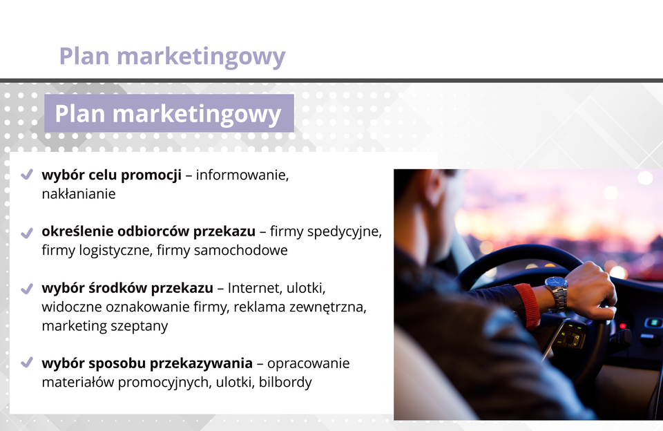 Ilustracja przedstawia plan marketingowy.