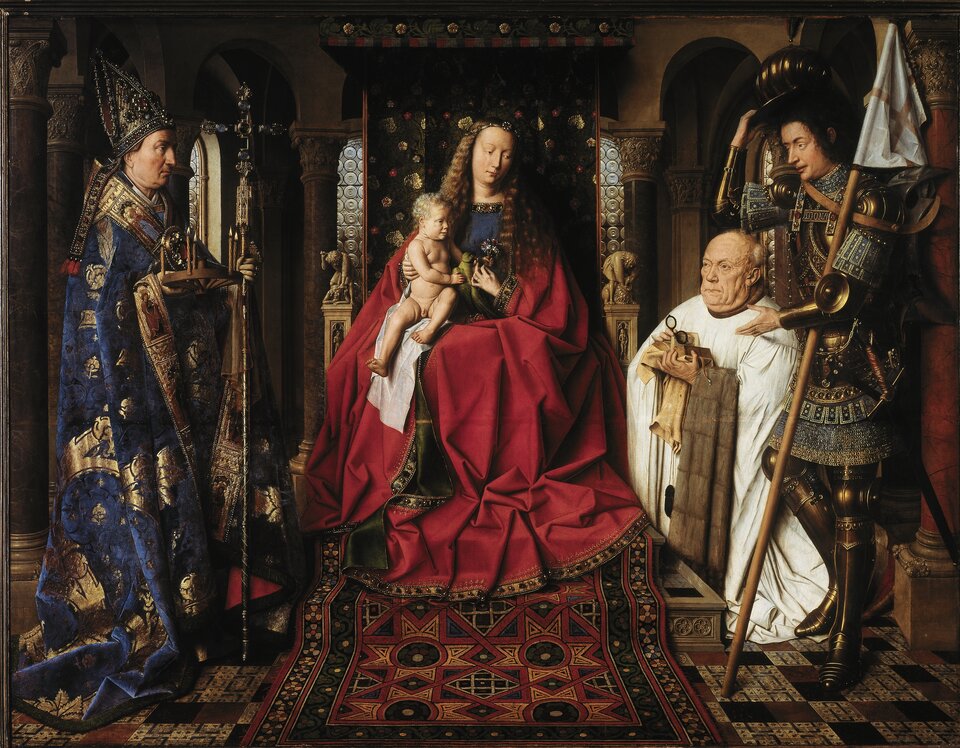Madonna kanonika van der Paele Źródło: Jan van Eyck, Madonna kanonika van der Paele, 1436, tempera / olej na desce, Groeningemuseum, Brugia, domena publiczna.