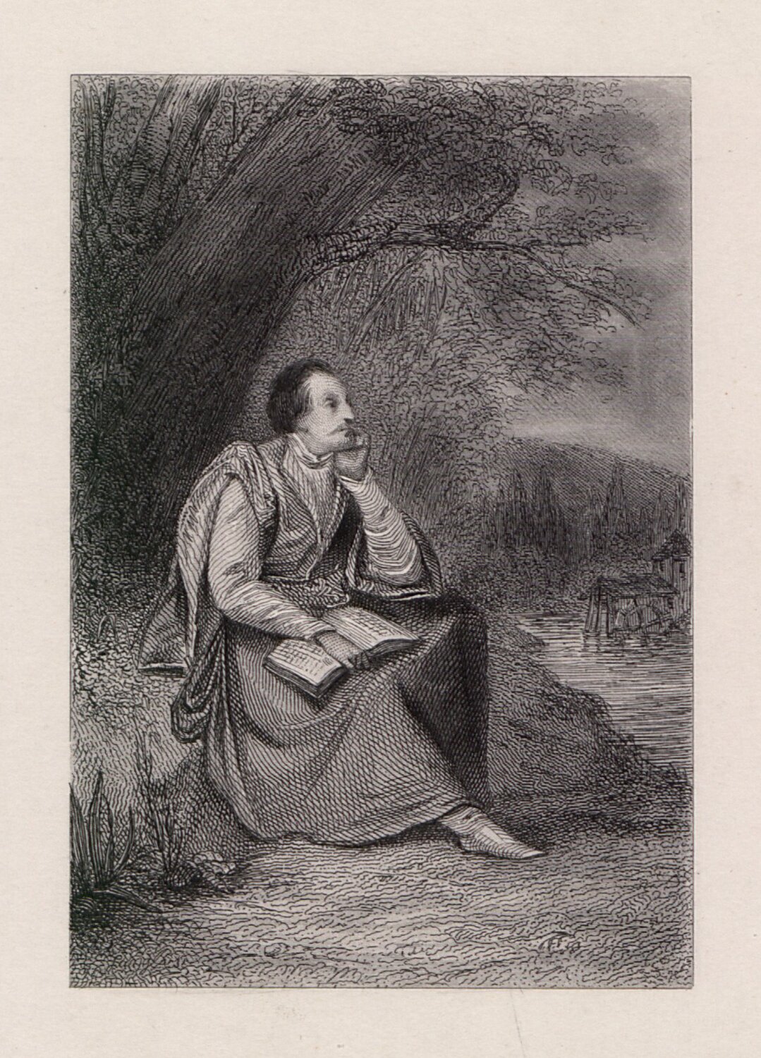 Jan Kochanowski w Czarnolesie Źródło: Antoni Oleszczyński, Jan Kochanowski w Czarnolesie, 1842, staloryt, domena publiczna.