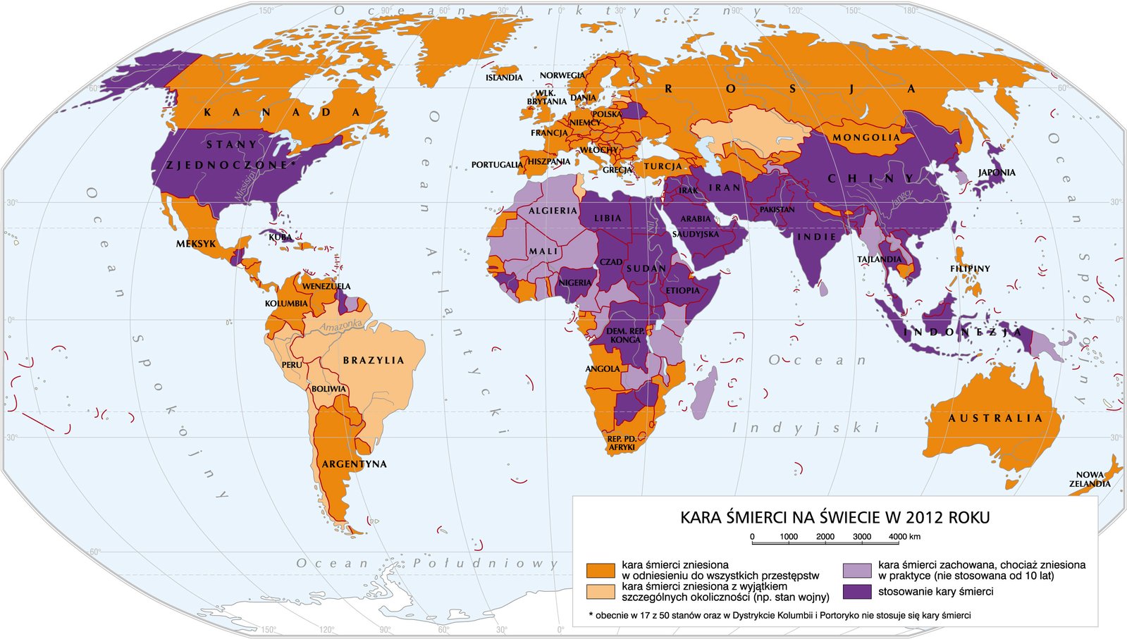mapa - Kara śmierci na świecie