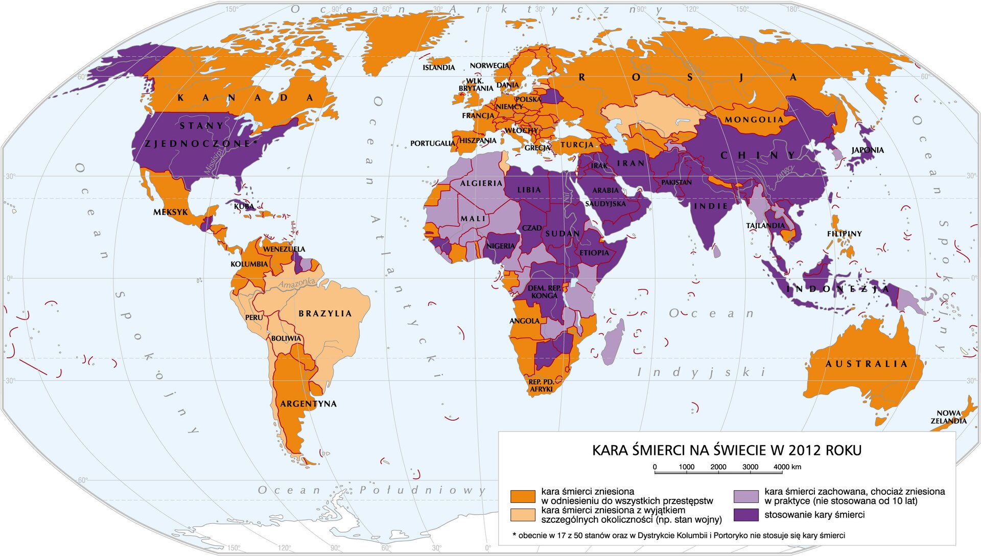 mapa - Kara śmierci na świecie