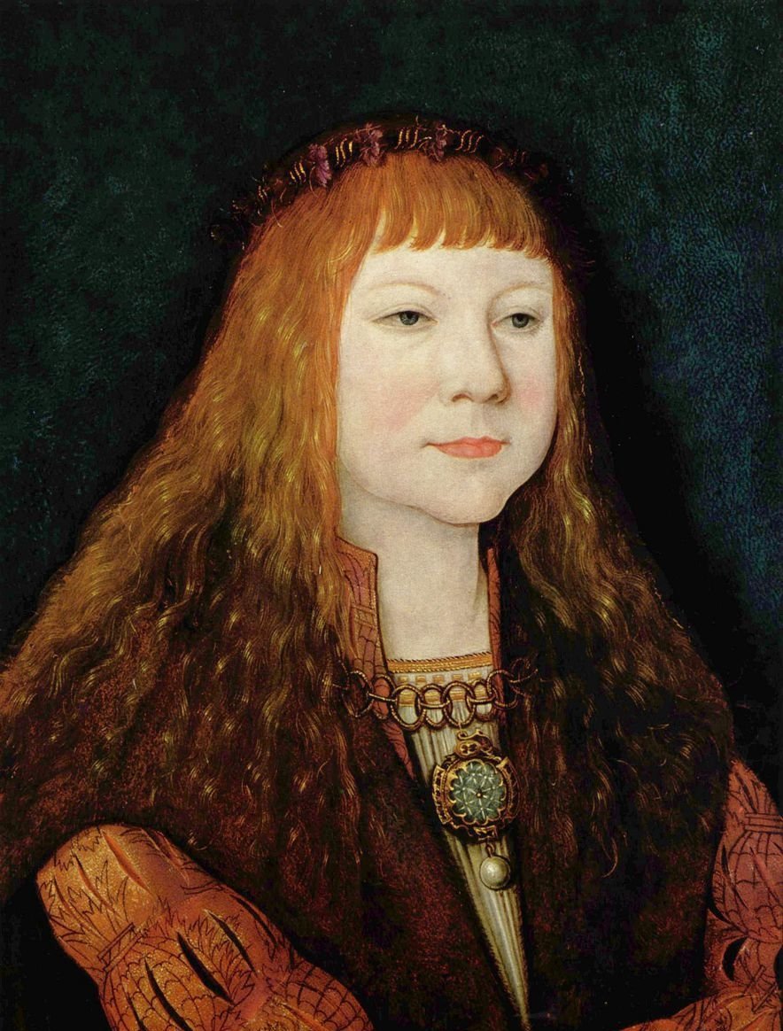 Portret Ludwika Węgierskiego w czasie zaręczyn z Marią Habsburżanką. Portret Ludwika Węgierskiego w czasie zaręczyn z Marią Habsburżanką. Źródło: Bernhard Strigel, 1515, olej na płótnie, Muzeum Historii Sztuki w Wiedniu, domena publiczna.