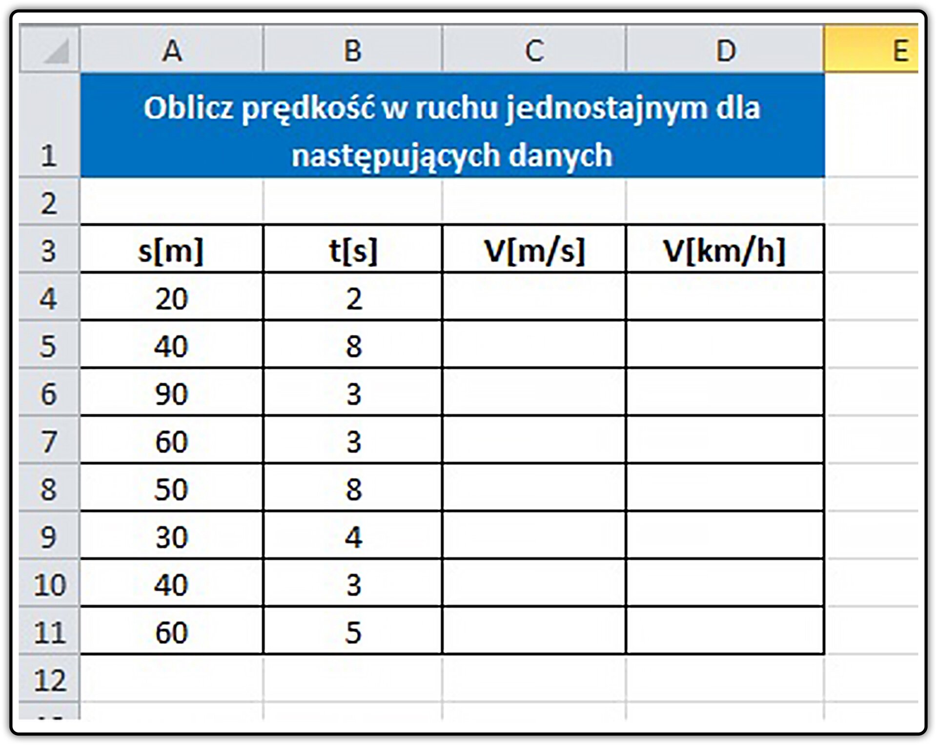 Zrzut przykładowej tabeli