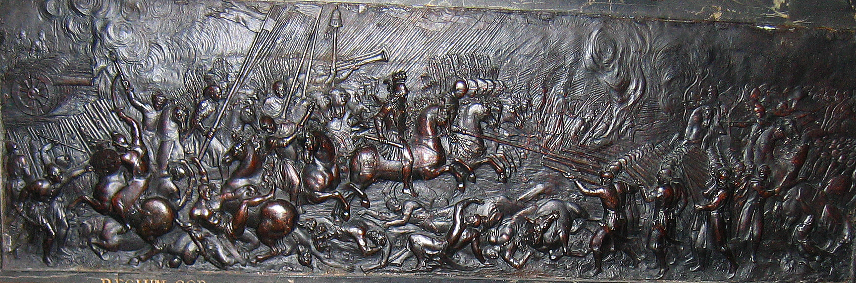 Brązowy relief na nagrobku Jana Kazimierza w paryskim Kościele Saint Germain des Prés Brązowy relief na nagrobku Jana Kazimierza w paryskim Kościele Saint Germain des Prés Źródło: Wikimedia Commons, licencja: CC BY 3.0.