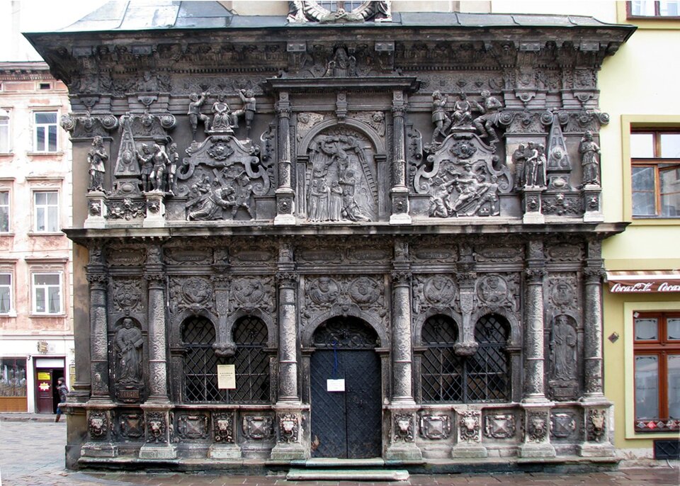 Lwów - kaplica Boimów, widok z zewnątrz Lwów - kaplica Boimów, widok z zewnątrz Źródło: Robin & Bazylek, Wikimedia Commons, licencja: CC BY 2.0.