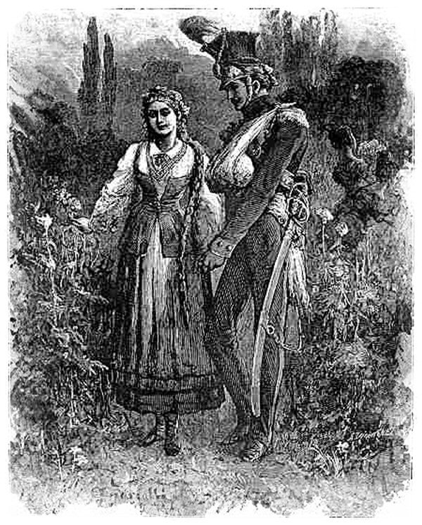 Tadeusz i Zosia Tadeusz i Zosia Źródło: Michał Elwiro Andriolli, 1881, domena publiczna.