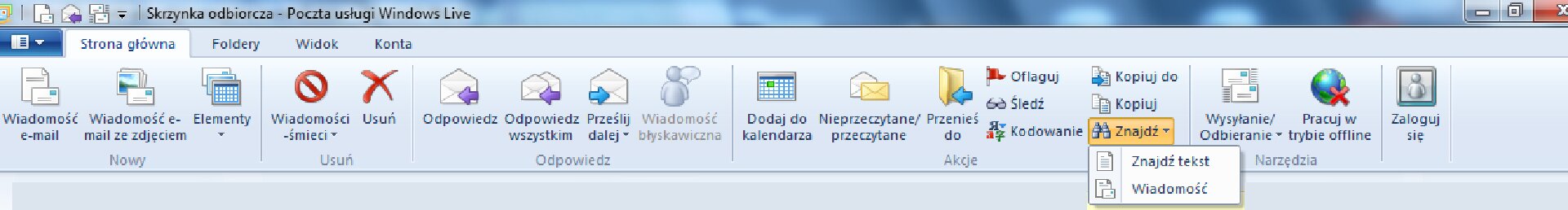 Ilustracja możliwości wyszukiwania fraz tekstu w wiadomościach pocztowych