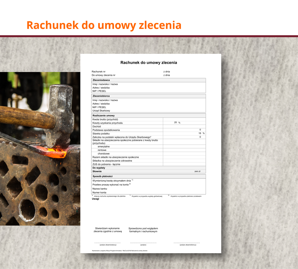 Ilustracja przedstawia achunek do umowy zlecenia.