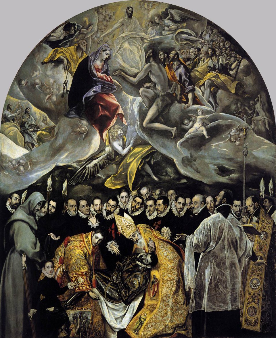 Pogrzeb hrabiego Orgaza Źródło: El Greco, Pogrzeb hrabiego Orgaza, 1586-1588, olej na płótnie, domena publiczna.