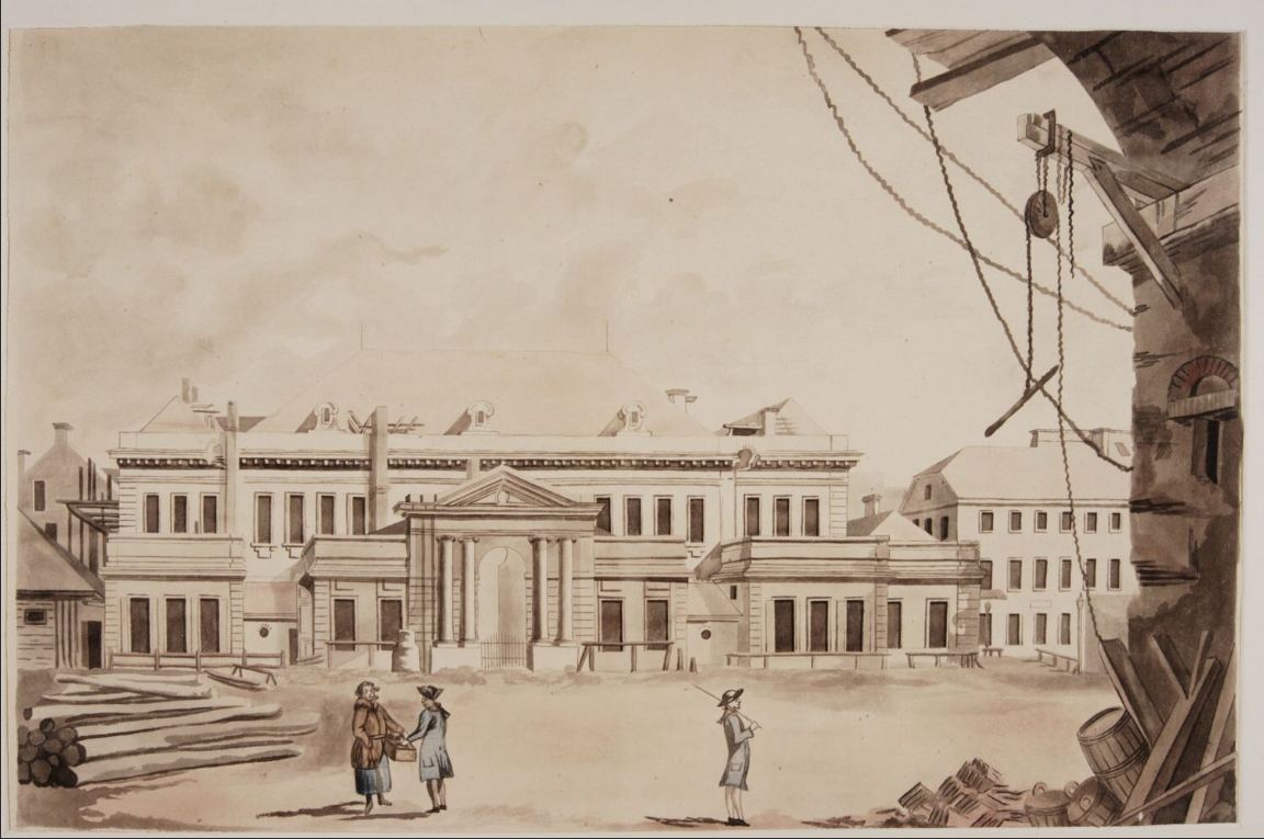 Teatr Narodowy na Placu Krasińskich w Warszawie Źródło: Zygmunt Vogel, Teatr Narodowy na Placu Krasińskich w Warszawie, ok. 1791, akwarela, Muzeum Narodowe w Warszawie, domena publiczna.