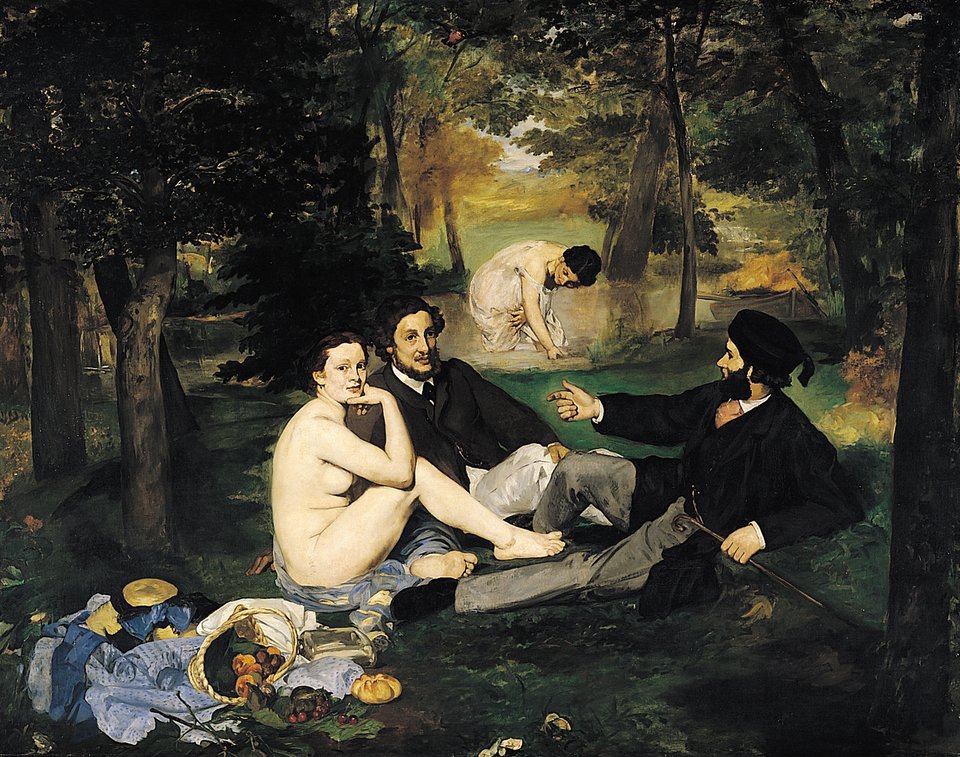 Śniadanie na trawie Źródło: Édouard Manet, Śniadanie na trawie, 1863, olej na płótnie, Musée d'Orsay, Paryż, domena publiczna.