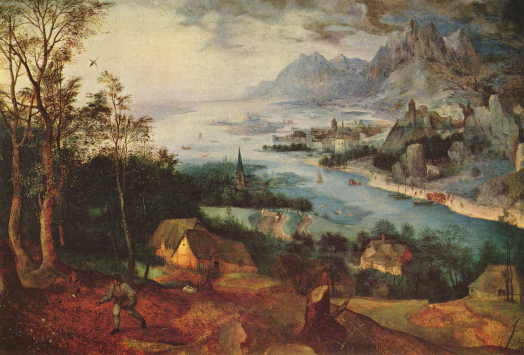 Pejzaż z przypowieścią o siewcy Źródło: Pieter Brueghel starszy, Pejzaż z przypowieścią o siewcy, 1557, olej na desce, Timken Art Museum, USA, domena publiczna.