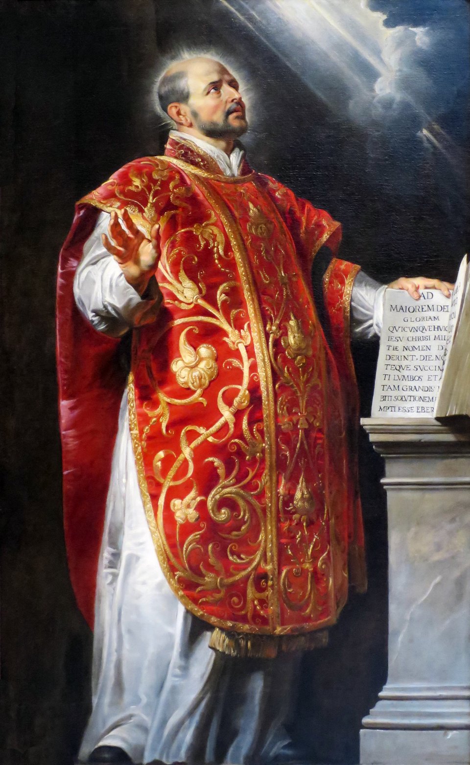 Obraz przedstawia św. Ignacego Loyolę, założyciela zakonu jezuitów Źródło: Peter Paul Rubens, Obraz przedstawia św. Ignacego Loyolę, założyciela zakonu jezuitów, ok. 1600, domena publiczna.