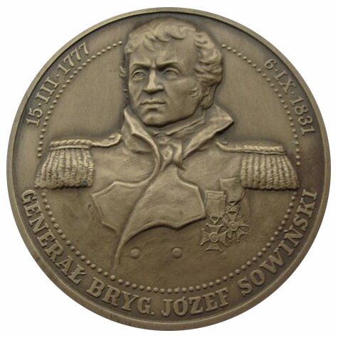 Medal gen. Józefa Sowińskiego (awers) Medal gen. Józefa Sowińskiego (awers) Źródło: domena publiczna.
