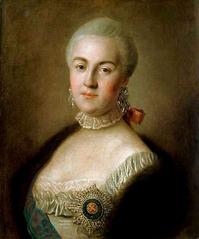 Portret Wielkiej księżnej Katarzyny Aleksiejewny (późniejszej carycy Katarzyny II) Portret Wielkiej księżnej Katarzyny Aleksiejewny (późniejszej carycy Katarzyny II) Źródło: Pietro Rotari, 1761 (?), Olej na płótnie, Tretyakov Gallery, Moscow, domena publiczna.