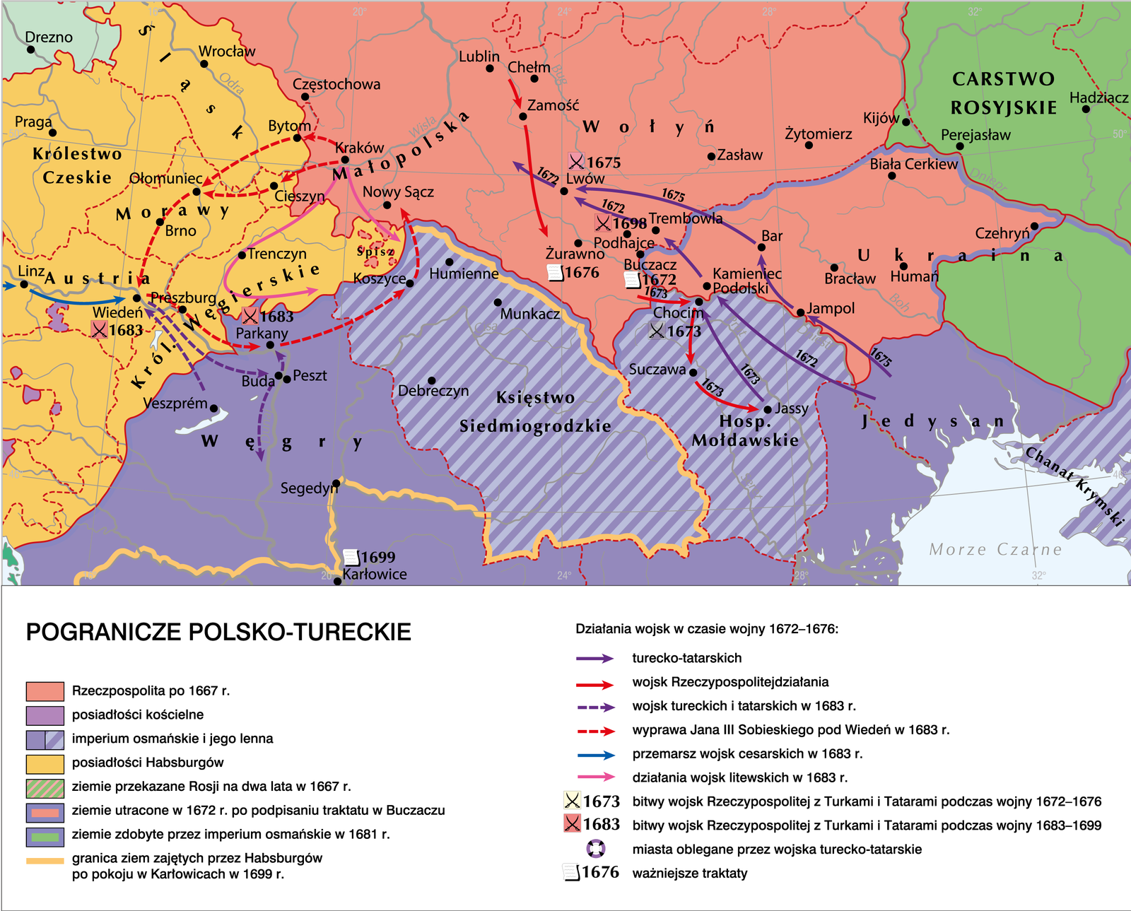 Mmapa pogranicza polsko-tureckie w II połowie XVII w.