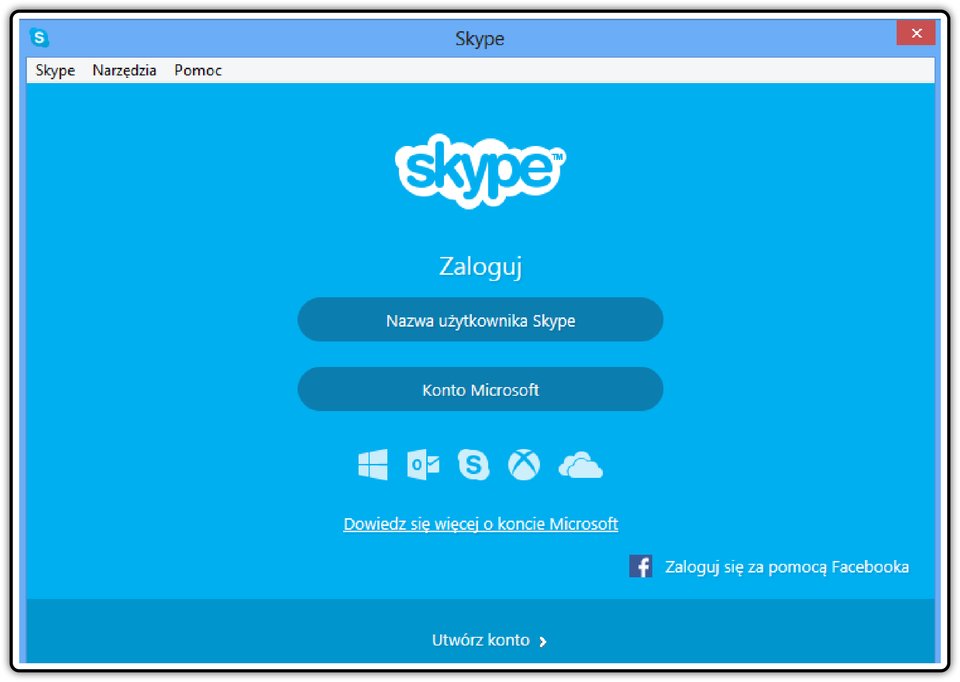 Zrzut okna logowania komunikatora Skype