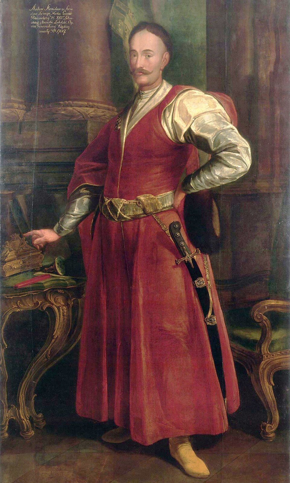 Portret Stanisława Antoniego Szczuki Portret Stanisława Antoniego Szczuki Źródło: 1735-1740, olej na płótnie, Muzeum Pałacu Króla Jana III w Wilanowie, domena publiczna.