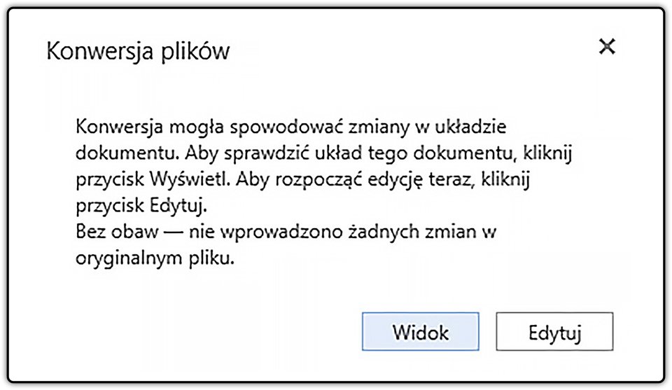 Zrzut okna: Konwersja plików z zaznaczonym przyciskiem: Widok