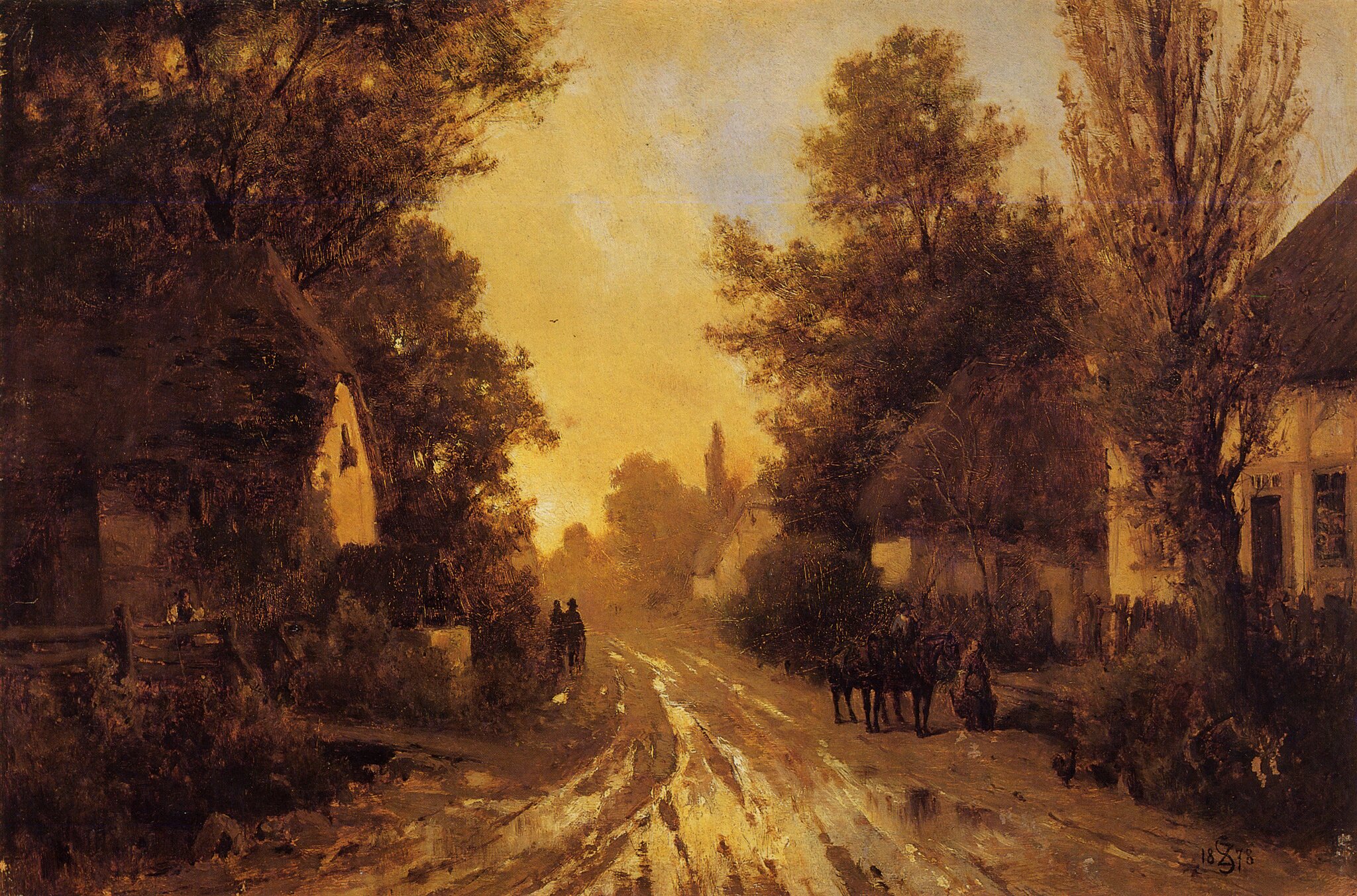 Wiejska droga jesienią Źródło: Zygmunt Sidorowicz, Wiejska droga jesienią, 1878, Muzeum Narodowe we Lwowie, domena publiczna.
