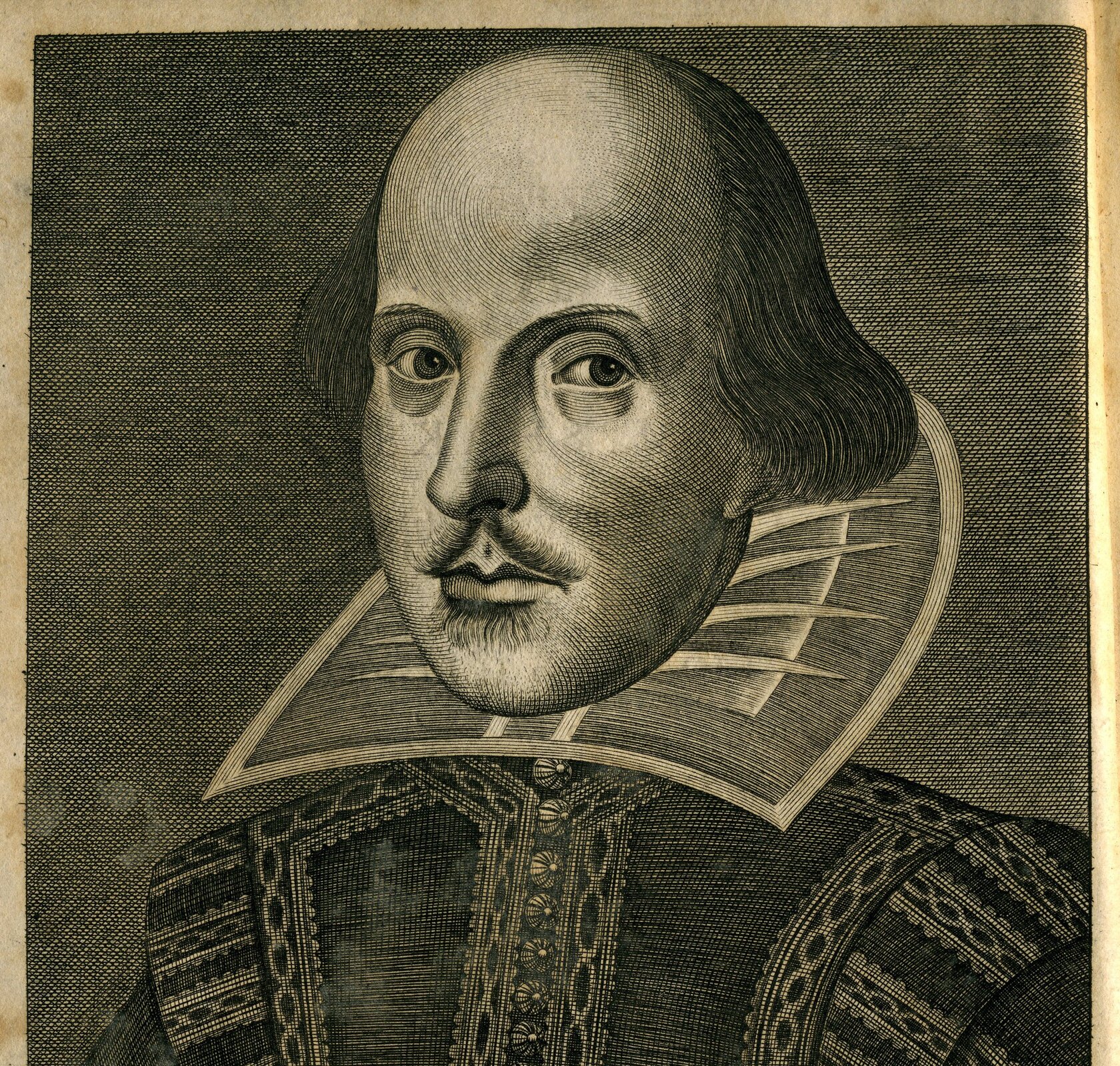 William Shakespeare, rycina z karty tytułowej tzw. „Pierwszego Folio” William Shakespeare, rycina z karty tytułowej tzw. „Pierwszego Folio” Źródło: 1632, domena publiczna.
