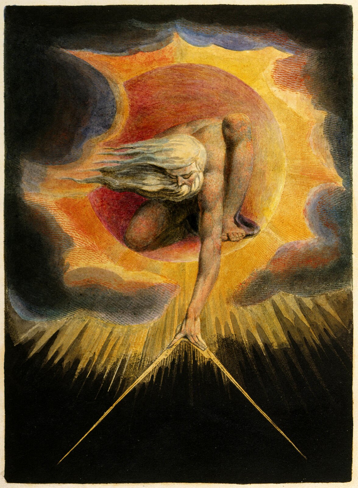 Stworzenie świata Źródło: William Blake, Stworzenie świata, 1794, technika olejna, domena publiczna.
