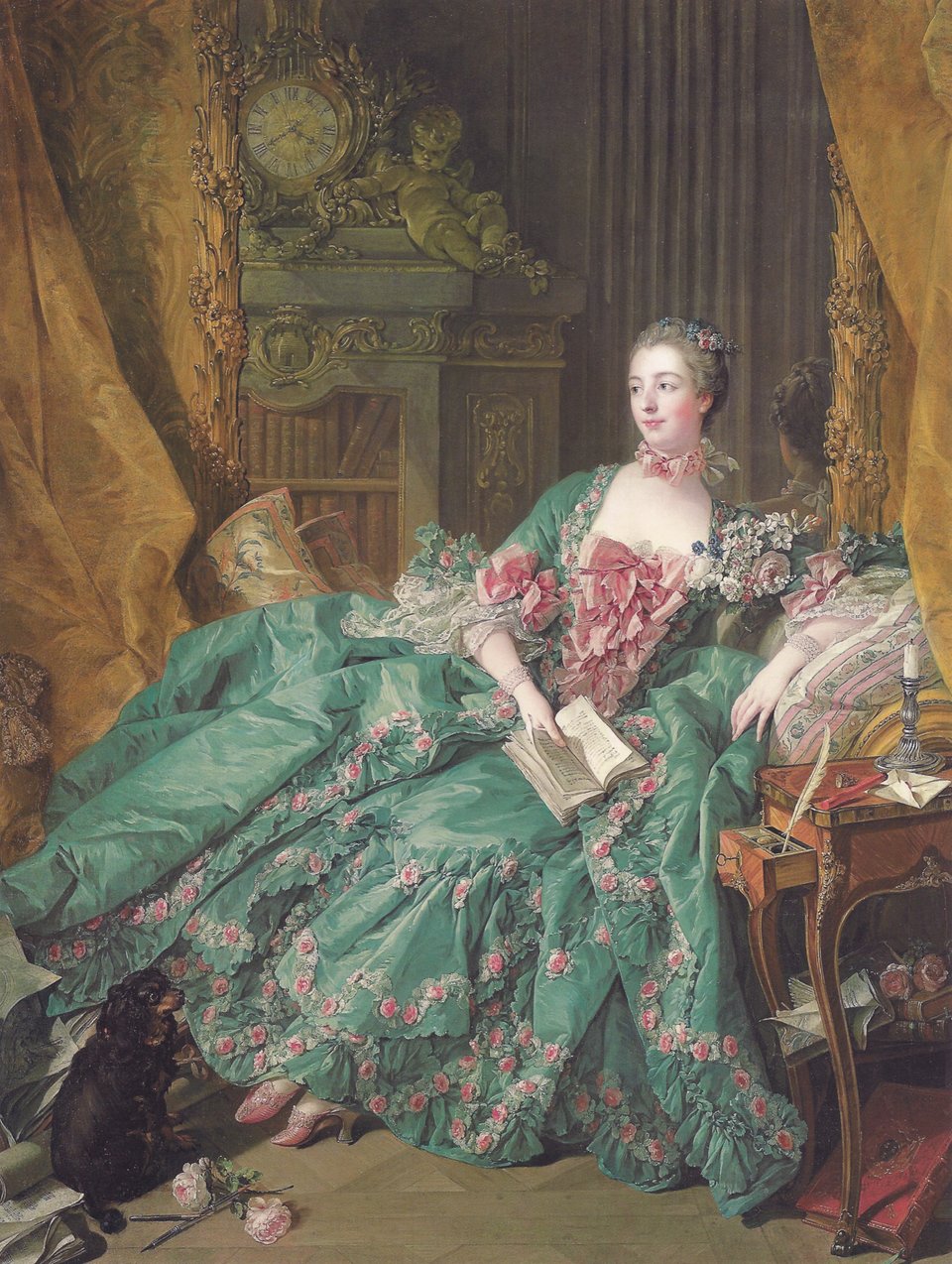 Madame de Pompadour Portret markizy de Pompadour namalowany przez F. Bouchera ok. 1756 r. Obecnie znajduje się w muzeum Alte Pinakotheka w Monachium. Źródło: François Boucher, Madame de Pompadour, 1756, olej na płótnie, Alte Pinakothek, domena publiczna.