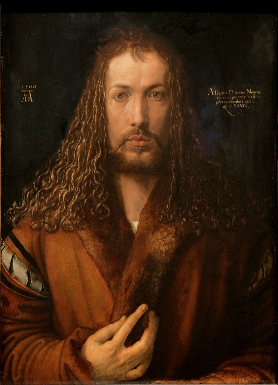Autoportret Źródło: Albrecht Dürer, Autoportret, 1500, olej na desce, Stara Pinakoteka w Monachium, domena publiczna.