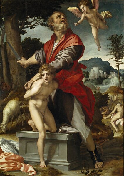 Ofiara Izaaka Źródło: Andrea del Sarto, Ofiara Izaaka, ok. 1522, olej na desce, Prado, domena publiczna.