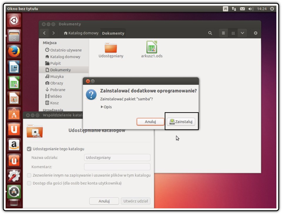 Ilustracja przedstawiająca: Krok 4 udostępniania zasobów w systemie Linux Ubuntu