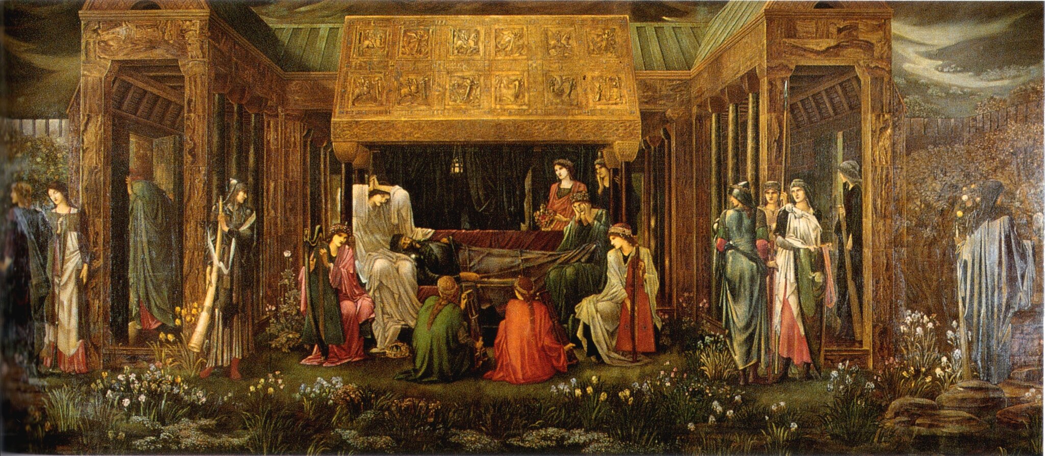 Ostatni sen Artura w Avalonie Źródło: Edward Burne-Jones, Ostatni sen Artura w Avalonie, 1881–1898, Museum of Art, Ponce, Puerto Rico, domena publiczna.