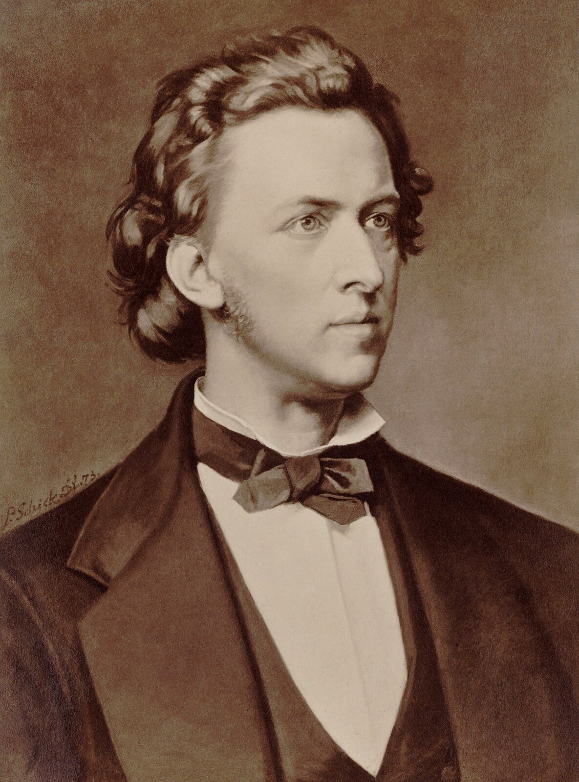 Fryderyk Chopin Źródło: P. Schick, Fryderyk Chopin, 1873, domena publiczna.