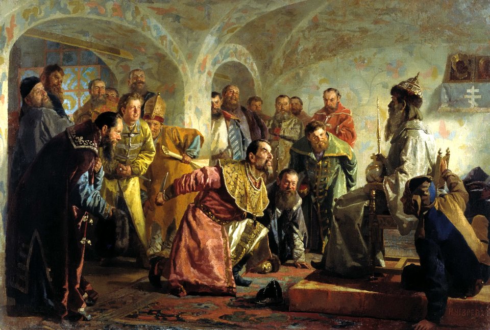 Oprycznina Źródło: Nikolai Vasilyevich Nevrev, Oprycznina, ok. 1870, olej na płótnie, domena publiczna.