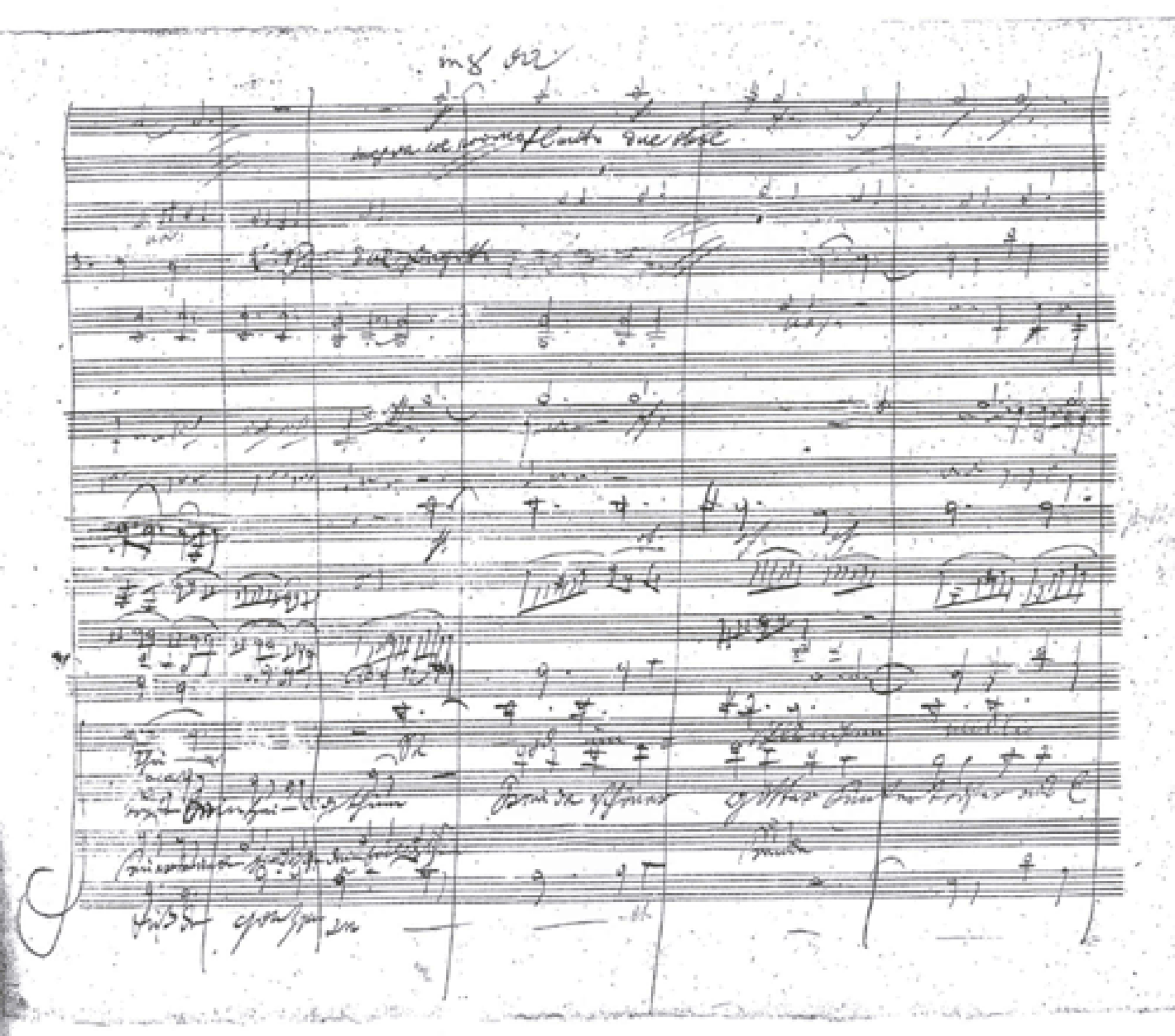 Ilustracja przedstawia rękopis IX symfonii d-moll op. 125 napisanych przez Ludwiga van Beethovena.