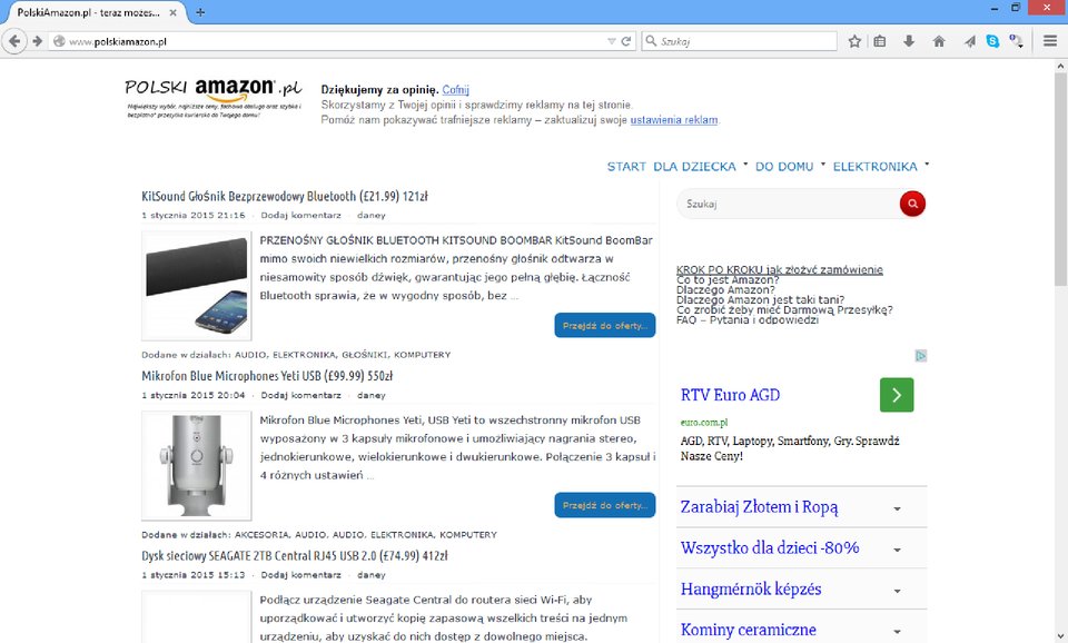 Widok strony \\\"polski amazon.pl\\\"