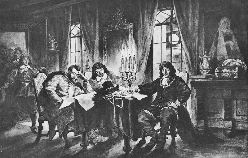 Skrzetuski przed królem w Toporowie Źródło: Juliusz Kossak, Skrzetuski przed królem w Toporowie, 1886, rysunek: sepia i piórko, domena publiczna.