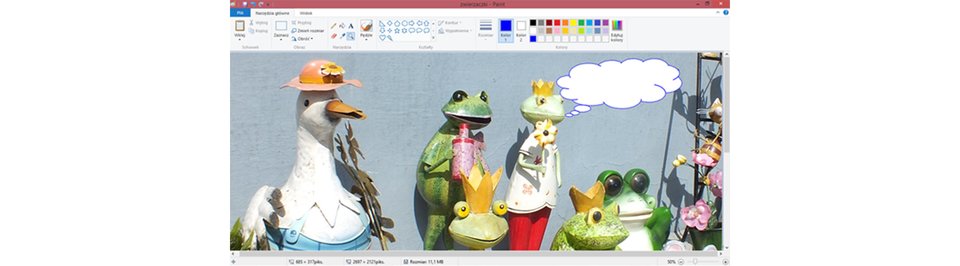 Zrzut okna programu Paint z ilustracją przedstawiającą stworki