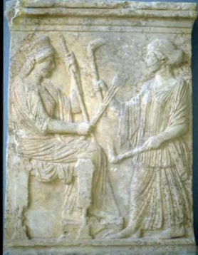 Demeter i Persefona Źródło: Demeter i Persefona, 480-450 p.n.e., Muzeum Narodowe, Calabria (Włochy), licencja: CC 0.
